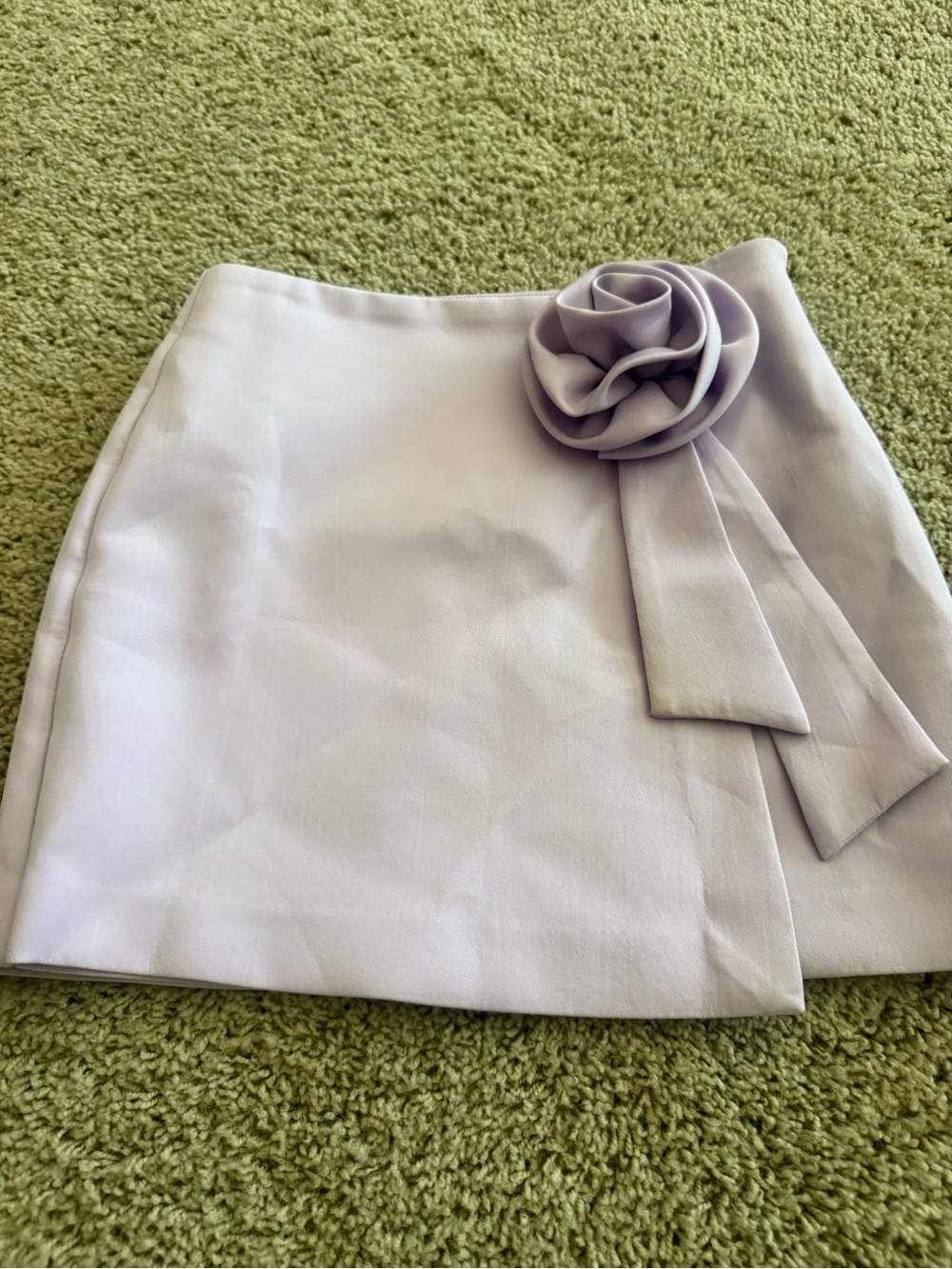 Endless Rose Pale Lavender Mini Skirt with Rosette Detail
